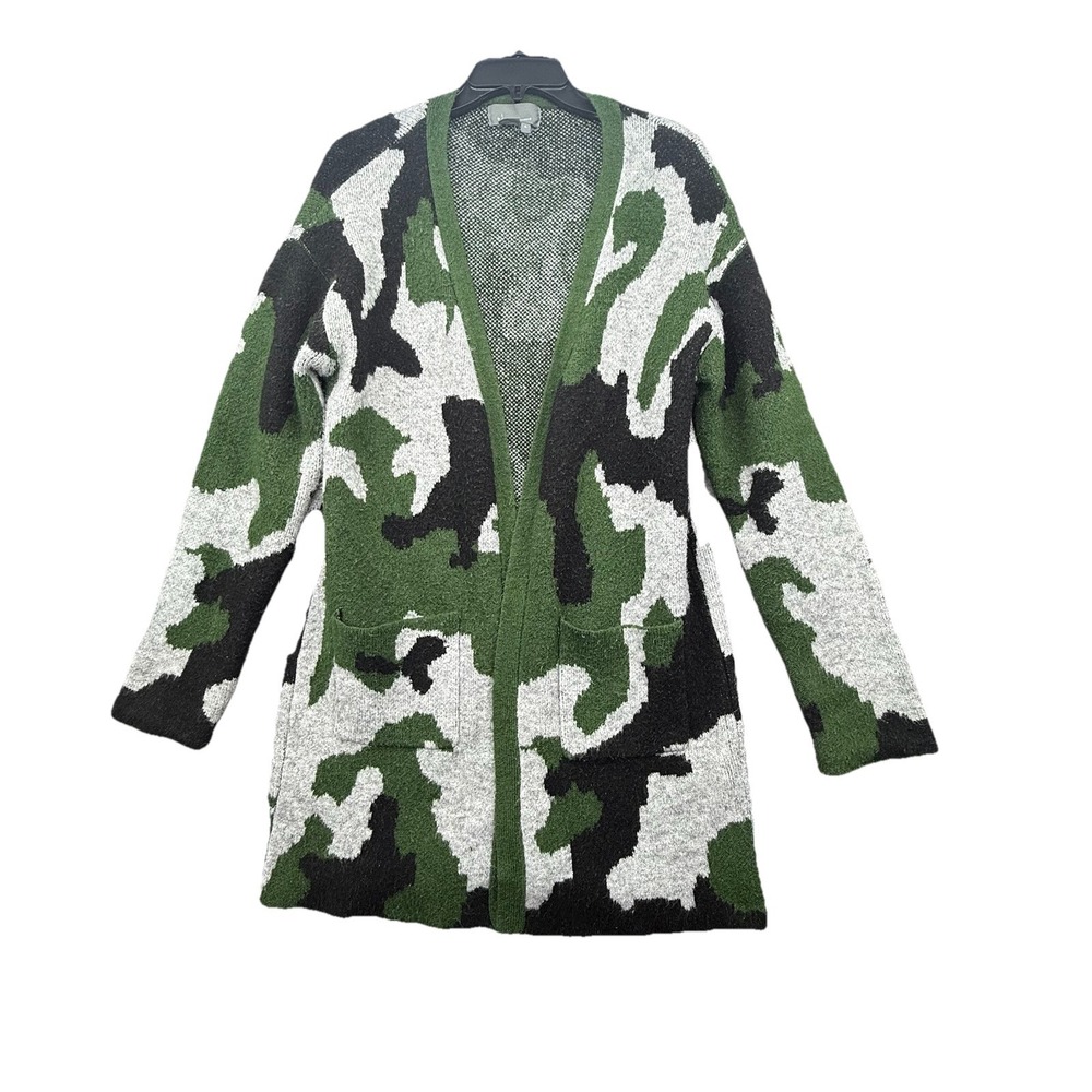 By Anthropologie Sweater Womens XL Camo Cardigan Long Open Duster Kimono Vera